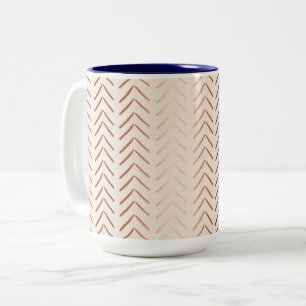 Roos Gold Chevron Pattern op Cream Tweekleurige Koffiemok
