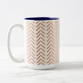 Roos Gold Chevron Pattern op Cream Tweekleurige Koffiemok (Links)