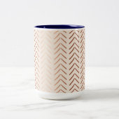 Roos Gold Chevron Pattern op Cream Tweekleurige Koffiemok (Center)