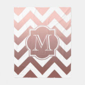 Roos Gold Chevrons Monogram Fleece Deken (Voorkant)