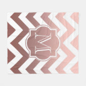 Roos Gold Chevrons Monogram Fleece Deken (Voorkant (Horizontaal))