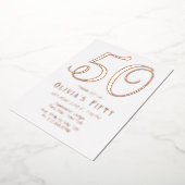Roos Gold Chic 50th Birthday Party Folie Invitatio Folie Uitnodiging (Gedraaid)