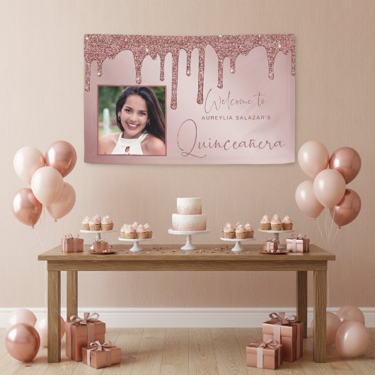 Roos Gold Chic Drips Quinceanera Spandoek
