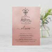 Roos Gold Christening Baptism Uitnodiging (Staand voorkant)