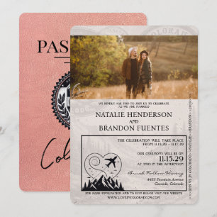 Roos Gold Colorado Passport Bruiloft Kaart