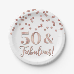 Roos Gold Confetti 50 en Fabulous Birthday Papieren Bordje