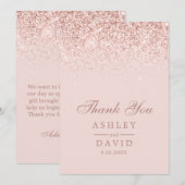 Roos Gold Confetti Blush Pink Modern Wedding Bedankkaart (Voorkant / Achterkant)