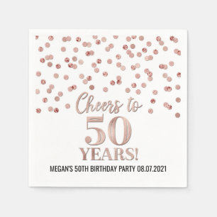 Roos Gold Confetti Cheers tot 50 jaar verjaardag Servet