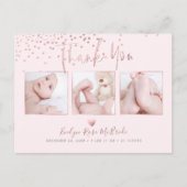Roos Gold Confetti Modern Script Bedankt Briefkaart (Voorkant)