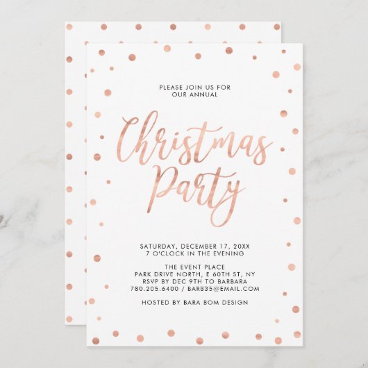 Roos Gold Confetti Moderne kerstfeestdag Kaart (Voorkant / Achterkant)