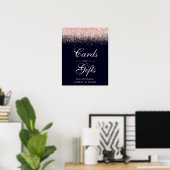Roos Gold Confetti Navy Blue Chic Kaarten en cadea Poster (Thuiskantoor)