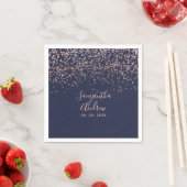 Roos gold confetti navy blue typografie bruiloft servet (Insitu)