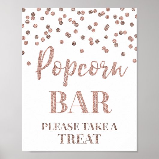 Roos Gold Confetti Popcorn Bar Poster (Voorkant)