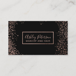 Roos gold confetti simpele haarmake-up typografie visitekaartje