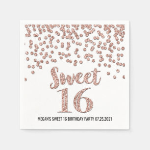 Roos Gold Confetti Sweet 16 Birthday Servet
