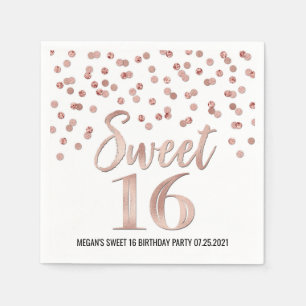 Roos Gold Confetti Sweet 16 Birthday Servet