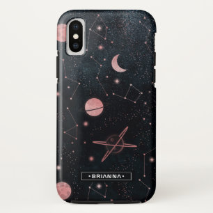 Roos Gold Constellations   Monogram voor de buiten iPhone XS Hoesje