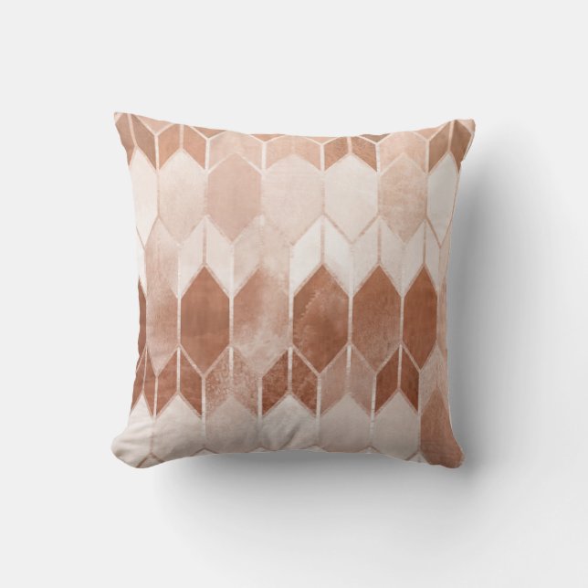 Roos Gold Copper Chevron Kussen (Voorkant)