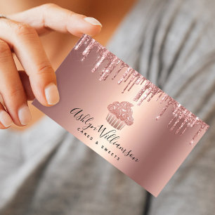 Roos Gold Copper Cupcake Glitter Drift Bakery Chef Visitekaartje