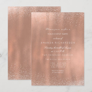 Roos Gold Copper Glitter Sparkly Bridal Verjaardag Kaart