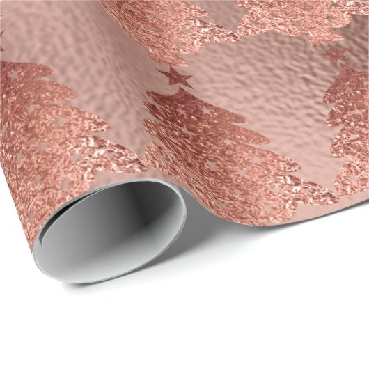 Roos Gold Copper Gold Blush kerstboom Cadeaupapier (Rol Hoek)