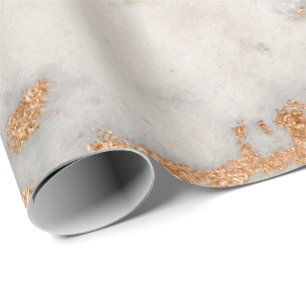 Roos Gold Copper Grey Abstracte marmer Glitter Spa Cadeaupapier