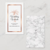 Roos Gold Copper Palm Beach Marble Wedding Website Informatiekaartje (Voorkant / Achterkant)