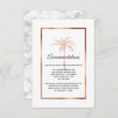 Roos Gold Copper Palm Tree Wedding Accommodations Informatiekaartje (Voorkant / Achterkant)