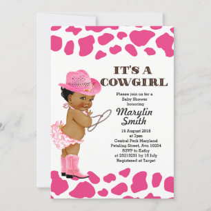 Roos Gold Cowgirl Koe Print Baby shower Kaart