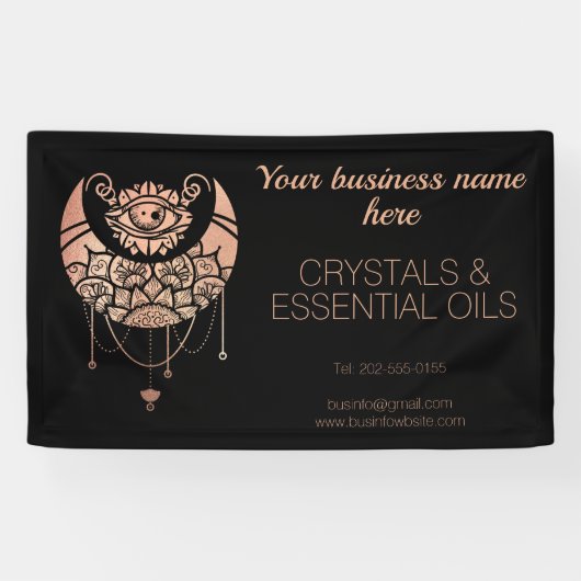 Roos Gold Crescent Moon Craft Booth Spandoek (Horizontaal)