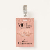 Roos Gold Crown Quinceañera VIP Badge (Achterkant met clip)