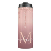 Roos Gold Custom Letter naam Thermische Tumbler Thermosbeker (Voorkant)