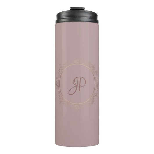 Roos Gold Custom Monogram Elegant Sjabloon Thermosbeker (Voorkant)