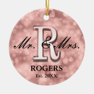 Roos Gold Custom Pas getrouwd Keramisch Ornament