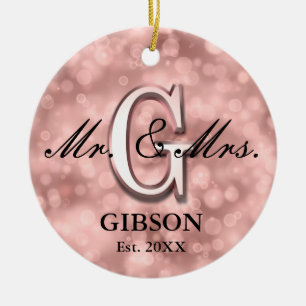 Roos Gold Custom Pas getrouwd Keramisch Ornament