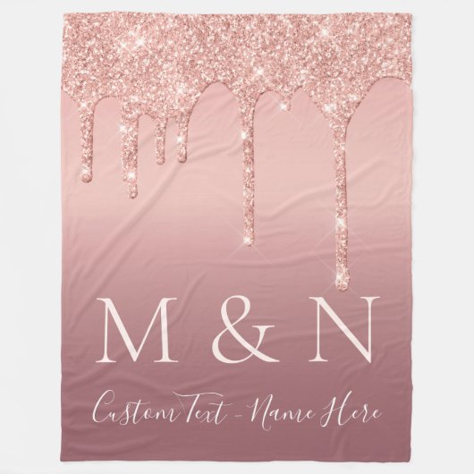 Roos Gold Custom Uw Letters Naam Fleece Deken (Voorkant)