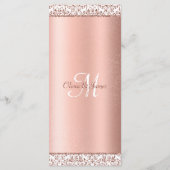 Roos Gold Damask Glitter Elegant Wedding Menu (Achterkant)