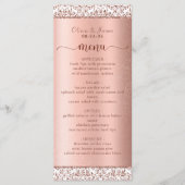 Roos Gold Damask Glitter Elegant Wedding Menu (Voorkant)