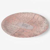 Roos Gold Damask Krantenpapier Bruiloft Papieren Bordje (Gekanteld)