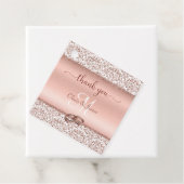 Roos Gold Damask Monogram Weddenschap Hartelijk da Bedankjes Labels (In situ)