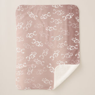 Roos Gold Damask Patroon Sherpa Deken