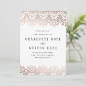 Roos Gold Delicate Wedding Uitnodiging (Staand voorkant)