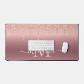 Roos Gold Desk Mat Aangepaste naam en letter (Keyboard & Muis)