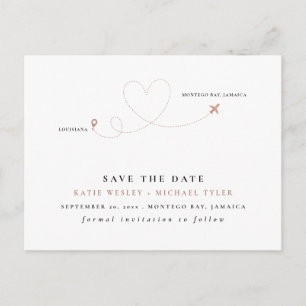 Roos Gold Destination Wedding Sla de datum op Aankondigingskaart