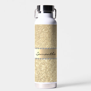Roos Gold Diamond Glitter Bling Metallic Monogram Waterfles