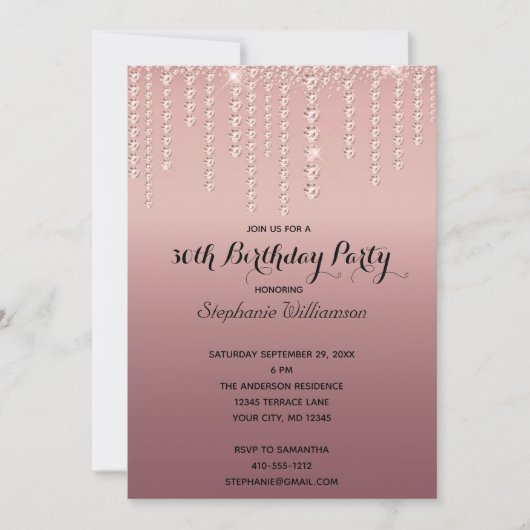 Roos Gold Diamonds Driving Trendy Birthday Kaart (Voorkant)