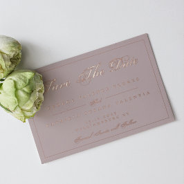 Roos Gold Dirty Pink Klassieke foto slaat de datum Folie Uitnodiging