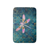 Roos Gold Dragonfly op Turquoise Floral Background Badmat (Voorkant Verticaal)