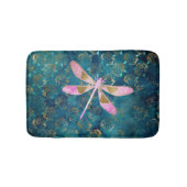 Roos Gold Dragonfly op Turquoise Floral Background Badmat (Voorkant)