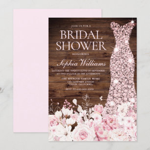 Roos Gold Dress Blush Flowers Rustige Vrijgezellen Kaart